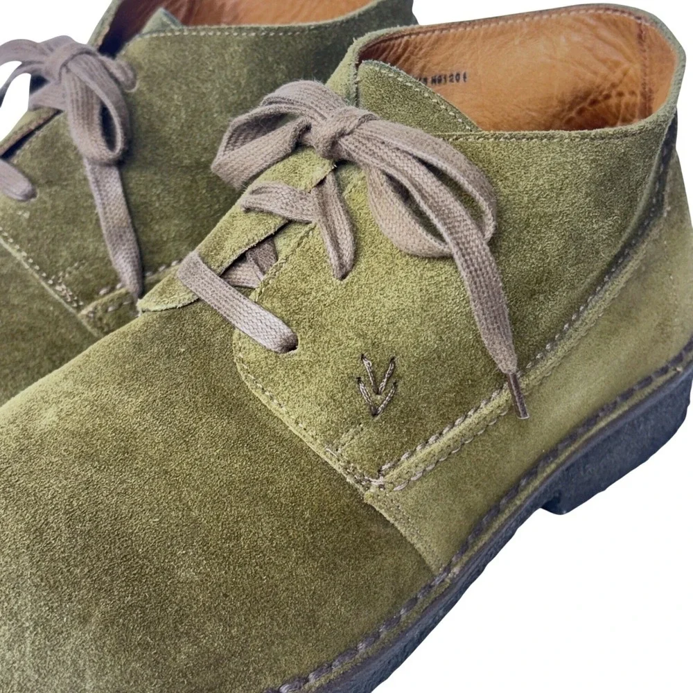 John Varvatos Chukka Boots Suede Green Lace Up Handmade ITALY Mens 10.5 RARE